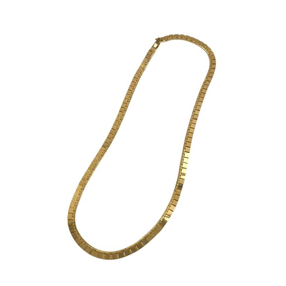 Gold-Plated Flat Herringbone Chain Necklace Layering Necklace Gift for Her - Picture 2 of 6
